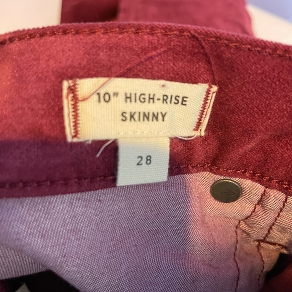 NWT Madewell 10" High-Rise Skinny Jeans in Stretch Velvet Edition Size 28 - Picture 9 of 11